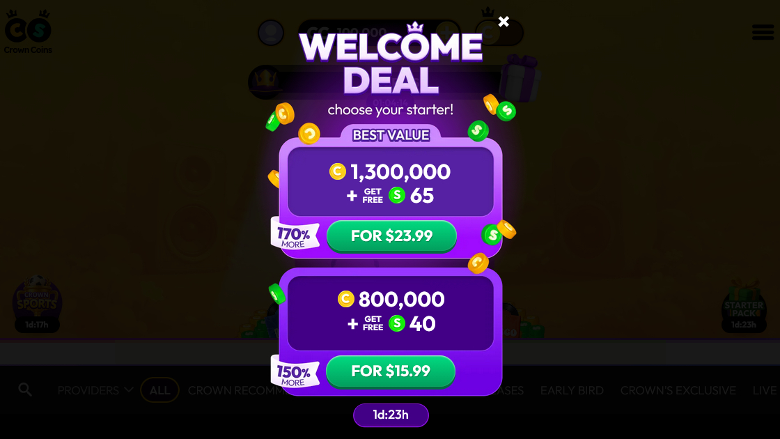 Welcome Bonus at Crown Casino